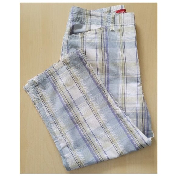 Gloria Vanderbild Blue Plaid Capris Sz 8P Cotton Spandex Lightweight 30" x 20" - Picture 4 of 5